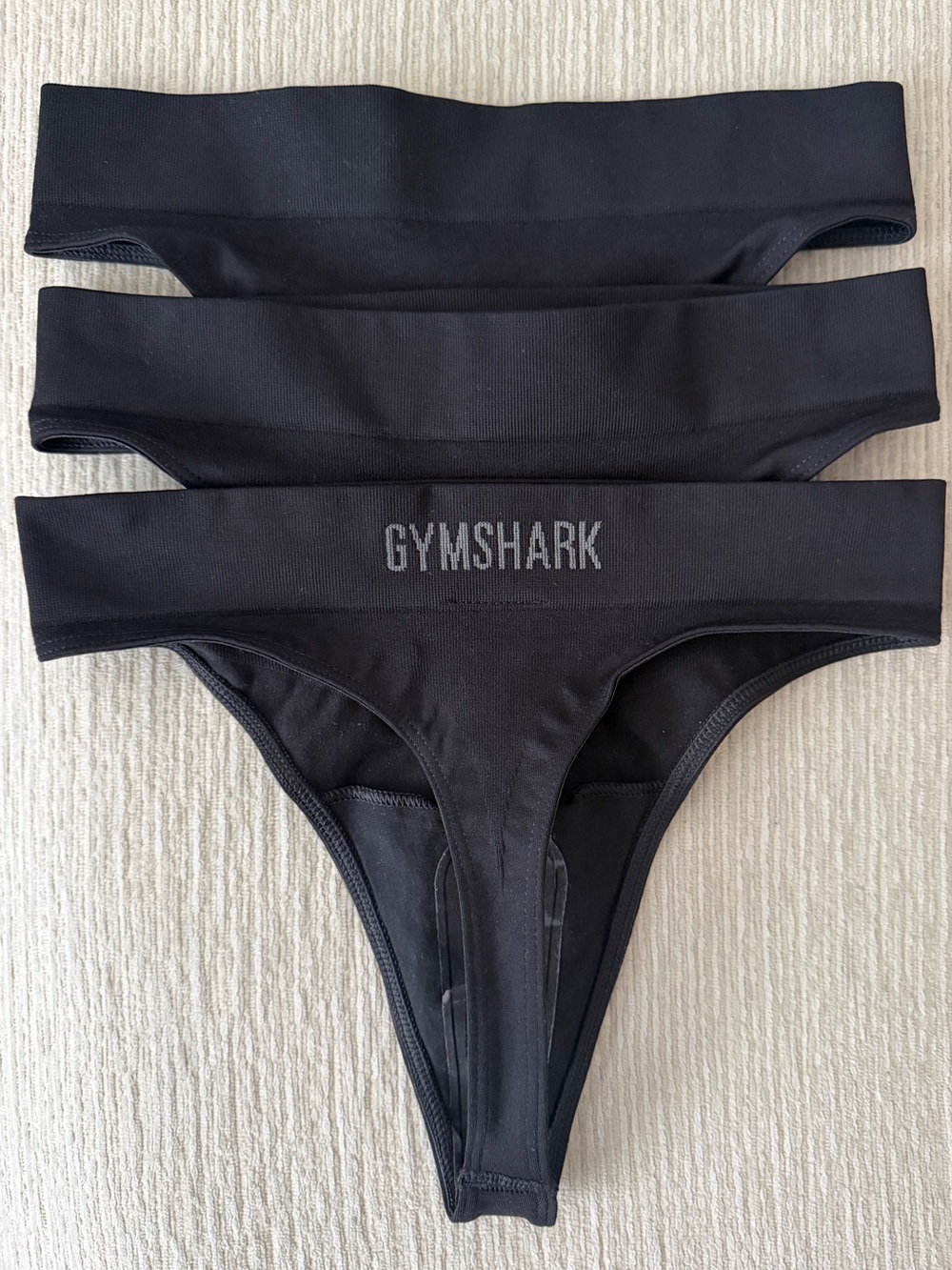 Gymshark Black High-Cut Thong Bikini Bottoms - Pack of 3